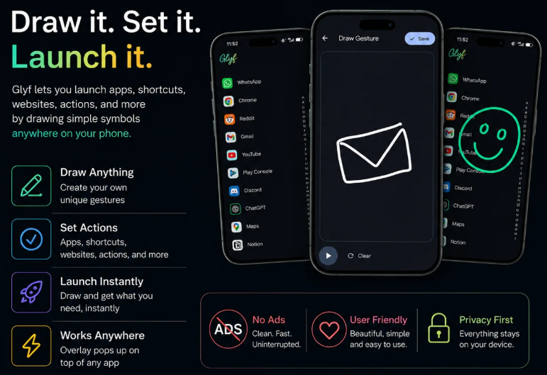Glyf Draw Anything & Launch Apps Instantly! 🔥 Glyf Draw Launch Apps